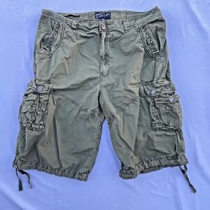 North 15 Black Label Olive Green Men's shorts w/ Webbed Belt Size 38 Grunge Hip